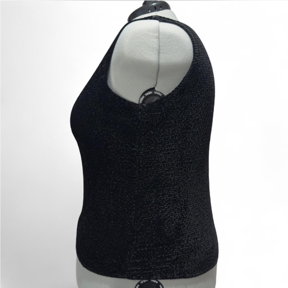 Y2K Crinkle Tank Velvet Feel Black Textured Top, Plus Size Grunge Whimsygoth - Picture 3 of 8